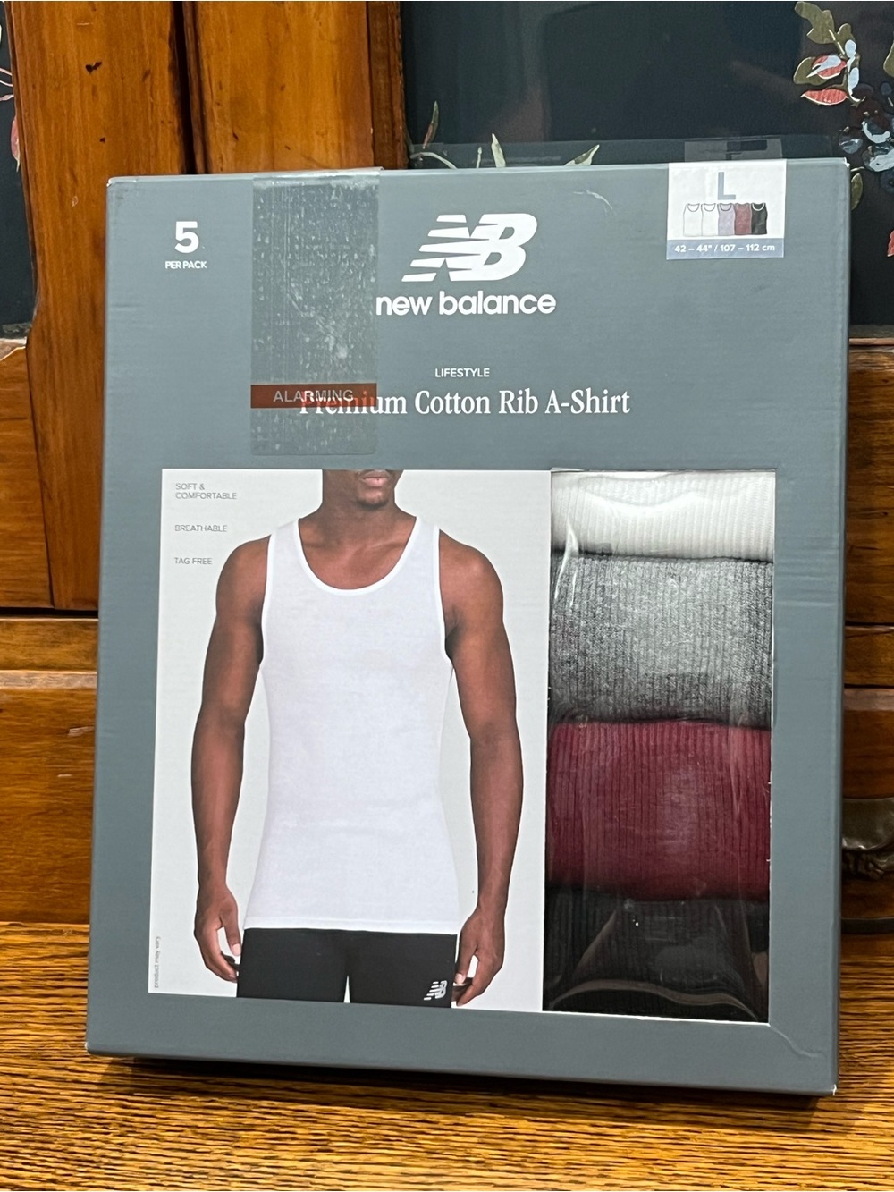 New Balance Men’s 5-Pack Premium Cotton Rib Tank Tops – Size L – Multicolor